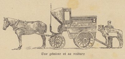 Een vaars wordt in een wagen geladen door French School