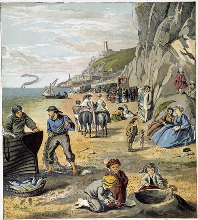 Op het strand - in "Winkel van Kleine Kinderen: op vakantie", ed. Hachette, n.d., ca. 1900 door French School
