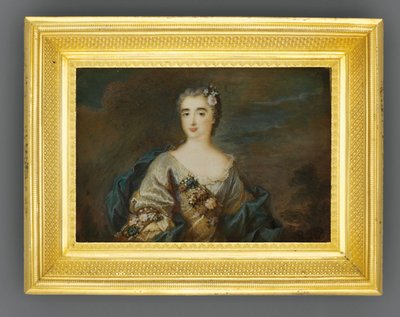 Een dame genaamd Louise-Jeanne de Durfot, hertogin van Mazarin en de la Meilleraye, c.1750 door French School