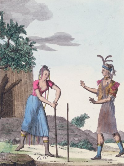 Een huwelijksceremonie met de Creek-indianen, c.1811 door French School