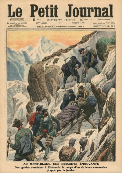 Een bewegende afdaling van de Mont Blanc, illustratie uit 
