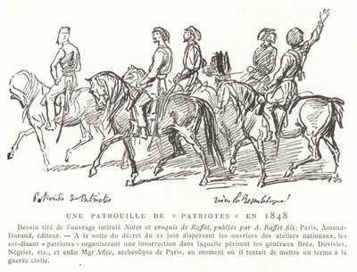 Een patrouille van patriotten, Frankrijk, 1848 door French School