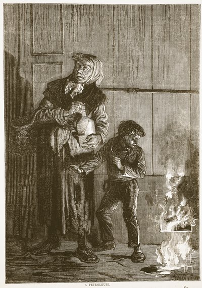 Een petroleuse, april 1871, illustratie uit Cassells Geschiedenis van de Oorlog tussen Frankrijk en Duitsland, 1870-1871 door French School