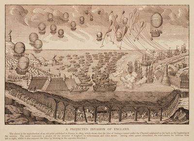 Een geplande invasie van Engeland, reproductie van Franse prent uit 1803 door French School