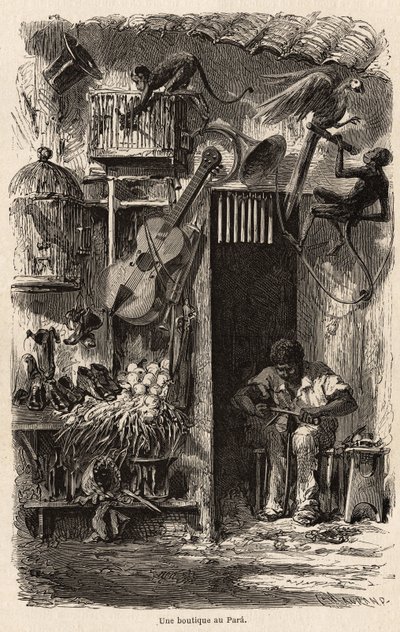 Een winkel in Para, illustratie voor de reis van Mr. Biard naar Brazilië in 1858-1859. Gravure in 