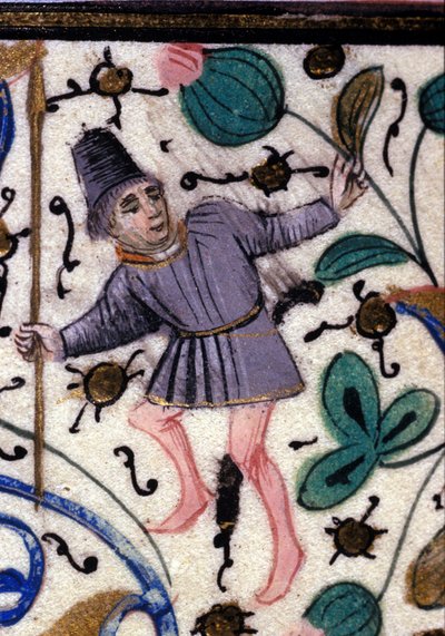 Een schildknaap. Frans manuscript door Petrarca (Francesco Petrarca) uit de 13e eeuw. Gemeentelijke Bibliotheek van Rimini. door French School