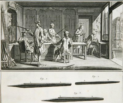 Een zwaardwinkel interieur, uit de 