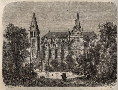 Abdij Saint-Victor van Parijs, gesticht in de 12e eeuw - gravure in 