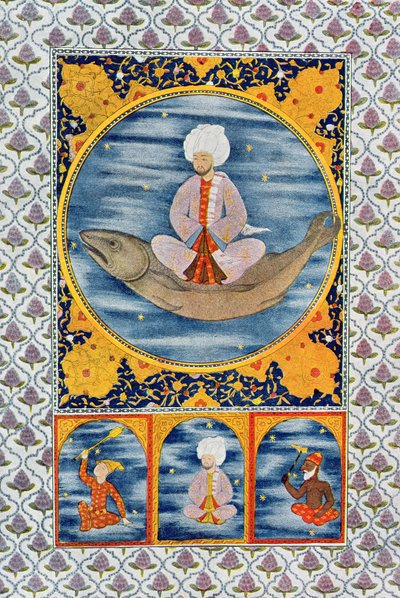 Abdallah van de Zee, illustratie uit De Arabische Nachten, 1895 (kleurgravure) door French School