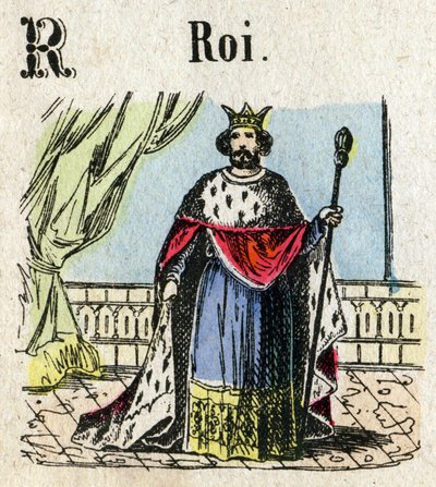 Abecedarium. Letter R zoals Koning. Kleine encyclopedische alfabet, populaire serie. Epinal beeld, eind 19e eeuw door French School