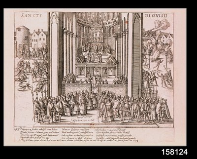 Afzwering van Henri IV (1553-1610) in St. Denis op 15 juli 1593 door French School