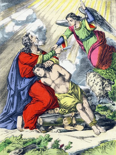 Abrahams Offer. Gravure in "De belangrijkste feiten uit de heilige geschiedenis". Epinal Imaging, 4e Serie. Pellerin en Cie, drukker-uitgever, Epinal. Eind 19e eeuw. door French School