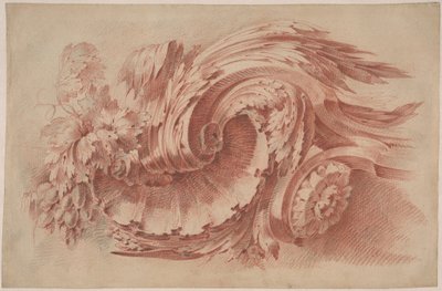 Acanthusornament, ca. 1760 (rood krijt op papier) door French School