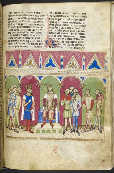 Add. MS 12228, f.223, Roman du Roy Meliadus de Leonnoys, c.1352 (perkament) door French School