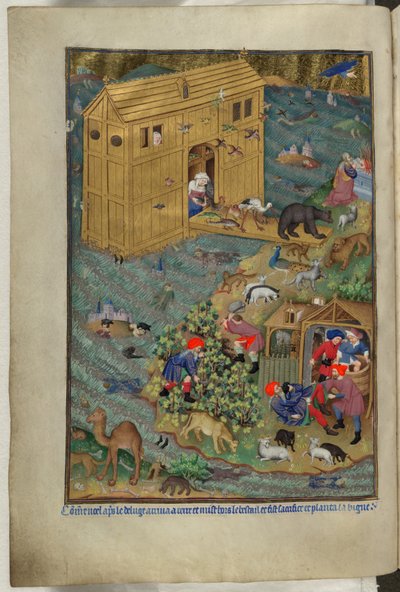De uitgang uit de Ark, uit Getijdenboek (The Bedford Hours) c.1410-30 door French School