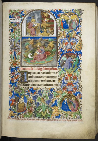 Evangeliefragmenten inclusief uittreksels uit Johannes, Lucas, Matteüs en Marcus, uit Getijdenboek (De Bedford Hours) door French School