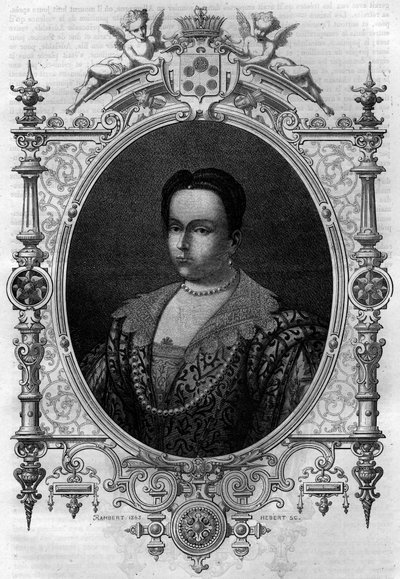 Adelaide van Bourgondië (931-999), weduwe van Lothaire (Graaf van Parijs en Hertog van Frankrijk) en tweede vrouw van Otto I de Grote. Gravure in 