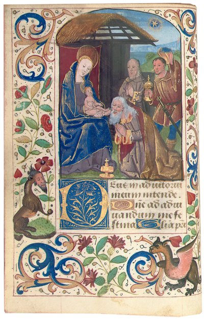 Aanbidding der wijzen, illustratie uit "Getijdenboek, Gebruik van Rome" door French School
