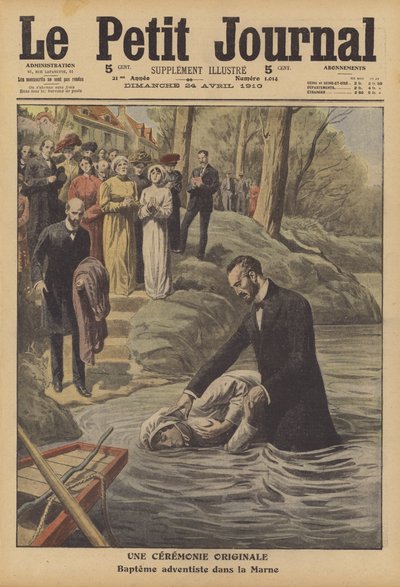 Adventistendoop in de rivier de Marne door French School