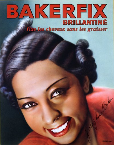 Advertentie voor Bakerfix haarbrillantine met Josephine Baker (1906-75) door French School