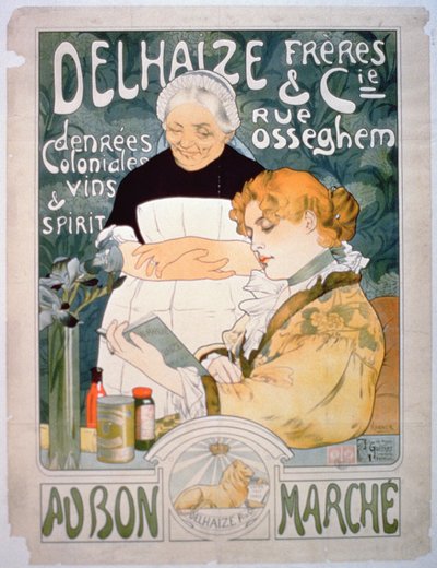 Advertentie voor Delhaize, Brothers and Co. in de Bon Marche door French School