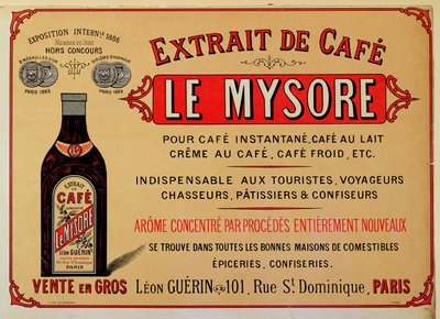 Advertentie voor Le Mysore koffie-extract door French School