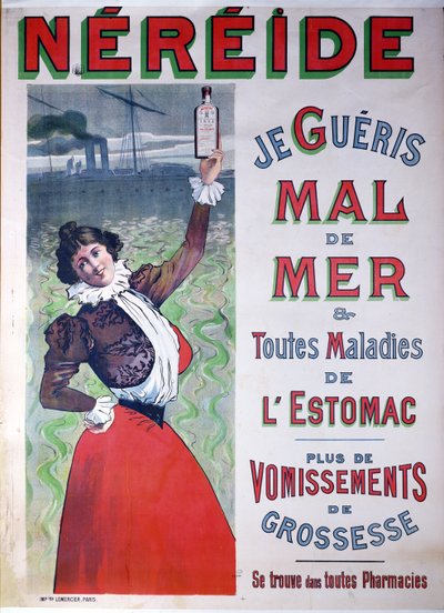 Advertentie voor Nereide-medicijn tegen zeeziekte, ca. 1900 door French School