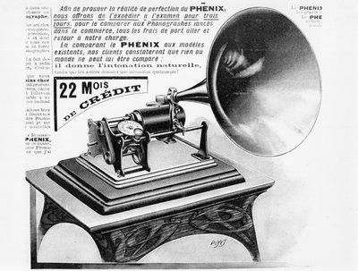 Advertentie voor de fonograaf, ca. 1905 door French School