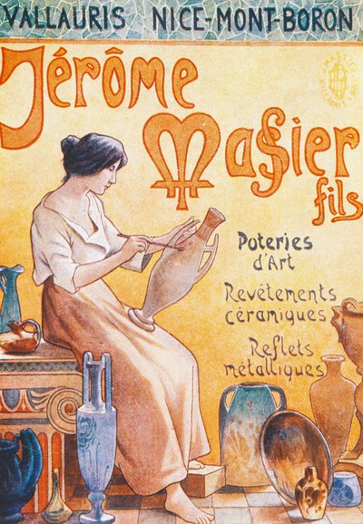 Reclamekaart voor opening van Jmf Jerome Massier Fils winkel in Mont-Baron, Frankrijk, 20e eeuw door French School