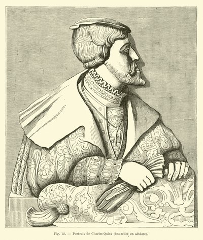 Albasten bas-reliëf van keizer Karel V door French School