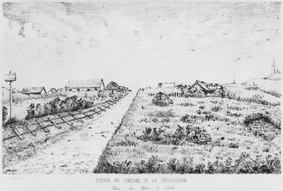 Album van het Isle of Pines, ingang van het deportatieterrein, 1878-79 door French School
