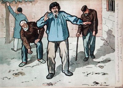Alcoholisten in het armenhuis, kopie van een detail van Dr Galtier-Boissiere