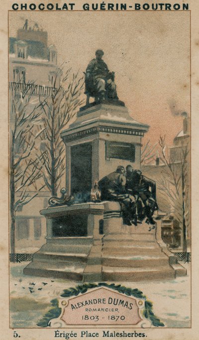 Alexandre Dumas, Romanschrijver, 1803-1870, Opgericht op Place Malesherbes door French School