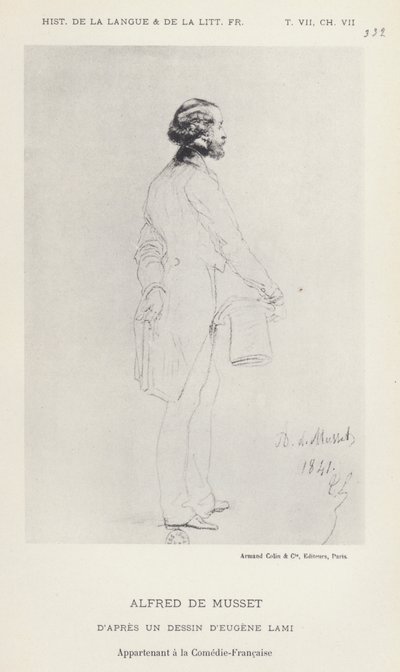 Alfred De Musset (litho) door French School