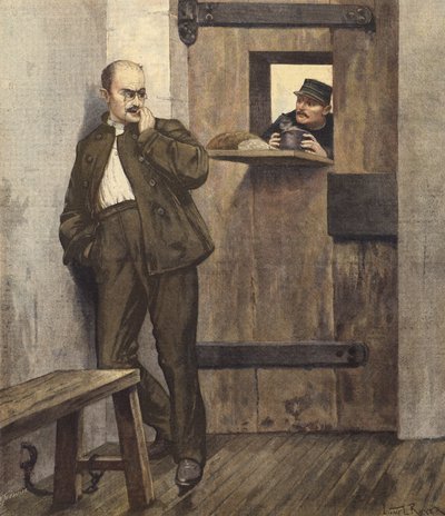Alfred Dreyfus in zijn gevangeniscel door French School
