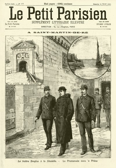 Alfred Dreyfus in de gevangenis in Saint-Martin-de-Ré, Frankrijk door French School