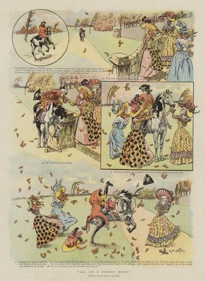 Alles op een winderige ochtend (chromolitho) door French School