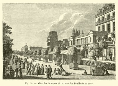 Oranjerie en terras van de Feuillants in 1808 door French School
