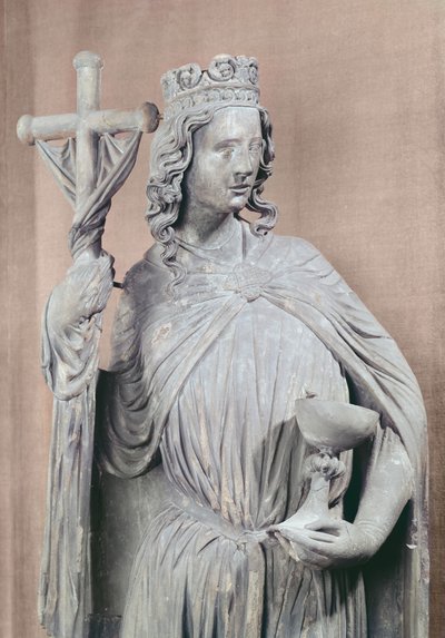 Allegorisch figuur van de kerk met een kelk en het labarum, c.1230 (detail) door French School