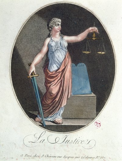 Allegorie van Justitie, uitgegeven door J. Chereau, Parijs, 1792 door French School