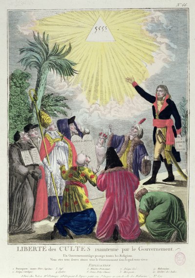 Allegorie van het Concordaat tussen Napoleon Bonaparte (1769-1821) en Paus Pius VII (1742-1823) 1801 door French School