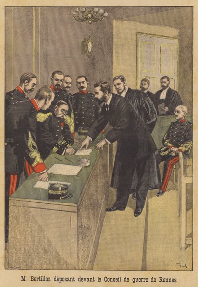 Alphonse Bertillon getuigt voor de tweede krijgsraad van Alfred Dreyfus in Rennes door French School