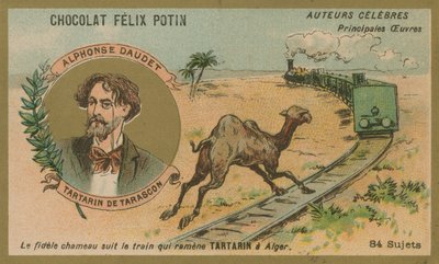 Alphonse Daudet en een scène uit Tartarin de Tarascon door French School