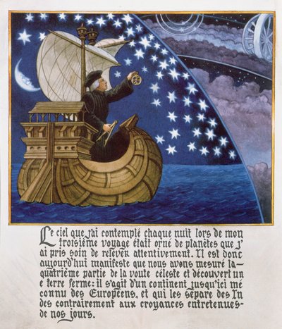 Amerigo Vespucci navigeert op de sterren tijdens zijn derde reis door French School