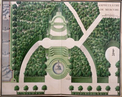 Amfitheater van Mercurius, uit Tuinen van Marly, begin 18e eeuw door French School