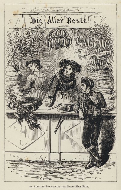 Een Elzasser Baraque op de Grote Ham Fair (gravure) door French School