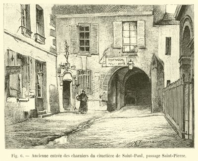 Oude ingang van de knekelhuizen van de begraafplaats van Saint-Paul, passage Saint-Pierre door French School