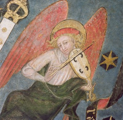 Engel muzikant die een viool speelt (detail) door French School