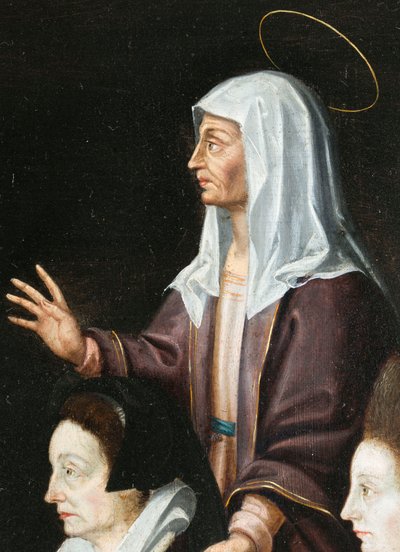 Anne Aubery en haar beschermer (detail) door French School