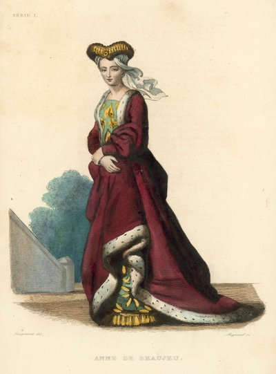 Anne de Beaujeu (gekleurde gravure) door French School